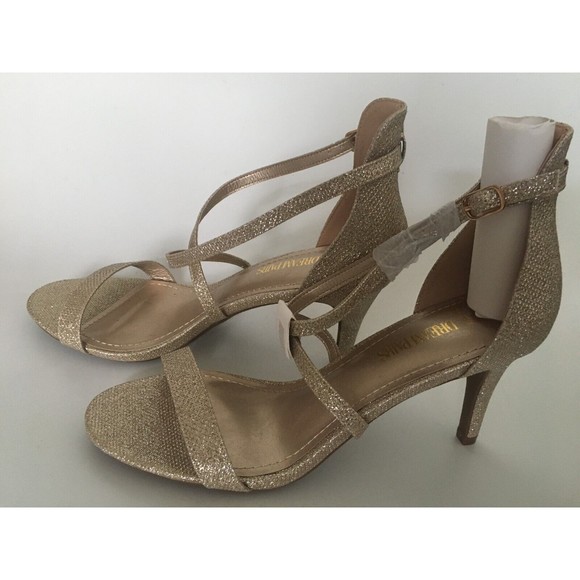 DREAM PAIRS Shoes Women's Size 10 Gold Sparkle Stilettos Open Toe Heel Sandals - Picture 11 of 14